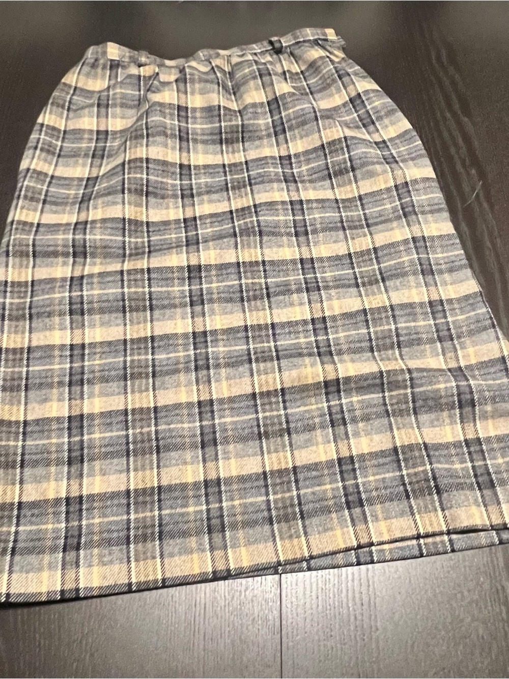 Vintage Plaid Pencil Skirt in Beige and Gray
